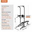 Power Tower with Bench 10-Level Height Adjustable Pull Up Bar Stand Dip Station & Detachable Bench Fitness Equipment with Backrest Elbow Pads 440LBS