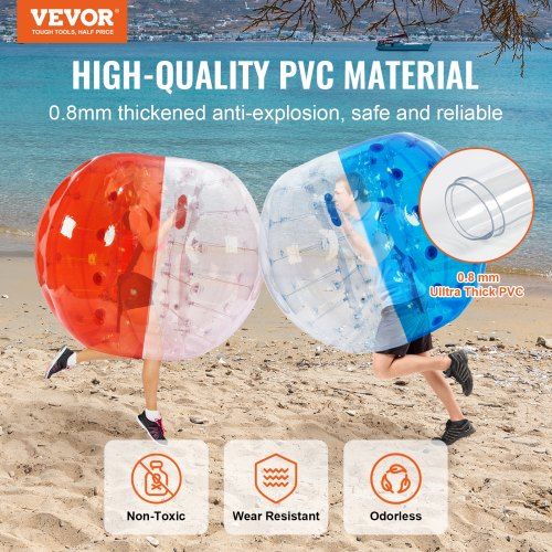 Inflatable Bumper Balls 2-Pack 5FT/1.5M Body Sumo Zorb Balls for Teen &  0.8mm Thick PVC Human Hamster Bubble Balls Gaming Play Bumper Bopper Toys