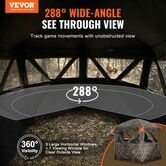 Hunting Blind 288degree See Through Ground Blind 6-7 Person Pop Up Deer Blind with Carrying Bag Portable Resilient Hunting Tent 4 Horizontal Windows