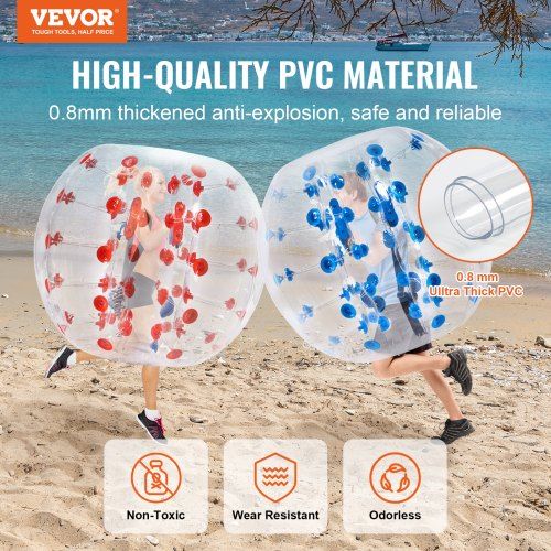 Inflatable Bumper Balls 2-Pack 4FT/1.2M Body Sumo Zorb Balls for Teen &  0.8mm Thick PVC Human Hamster Bubble Balls Play Bumper Bopper Toys