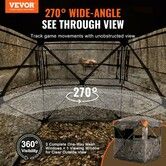 Hunting Blind 270degree See Through Ground Blind 2-3 Person Pop Up Deer Blind for Hunting with Carrying Bag Portable Resilient Hunting Tent