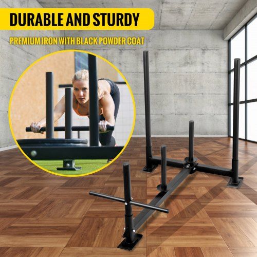 Fitness Sled 300Lbs Capacity Weight Training Sled Premium Iron with Black Powder Coat Speed Training Sled for Athletic Exercise and Speed Improvement