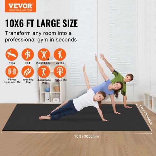 Exercise Mat Non Slip High Density Premium Yoga Mat Exercise Yoga Mat for Men Women Fitness & Exercise Mat with Bag & Carry Strap  (10x6ft)