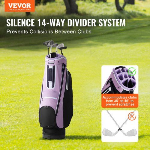 Golf Cart Bag with 14 Way Organizer Divider Top 36inch Multiple Pockets Premium Cart Bag Durable Golf Bags with Handles & Dust Cover & Detachable Strap
