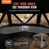 Hunting Blind 270degree See Through Ground Blind 2-3 Person Pop Up Deer Blind for Hunting with Carrying Bag Portable Resilient Hunting Tent 3 Windows