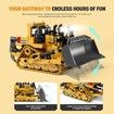 9 Channel Metal RC Bulldozer,Realistic Remote Control Kids Construction Play Toys with Lights and Sound,Track Type Tractor Toys,Birthday Gift for Ages 3+