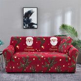 Christmas Sofa Cover Santa Claus Printed Sofa Couch Cover Washable Furniture Protector Christmas Home Room Festival Decoration Size 235-300cm