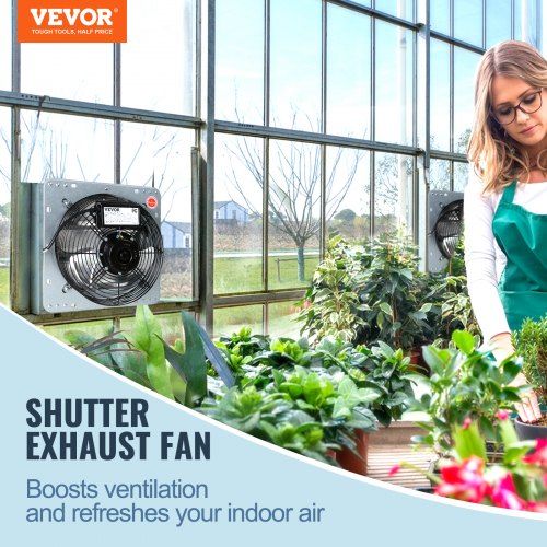 Shutter Exhaust Fan 356 mm High-speed 1400RPM 994 CFM Aluminum Wall Mount Attic Fan with AC-motor Ventilation and Cooling