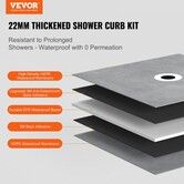 Shower Curb Kit 914x914mm Shower Pan Kit with 160mm Central Drain Lightweight EPS Shower Installation Kits with 2 Waterproof Cloths Shower Pan Slope