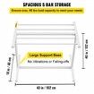 Pool Towel Rack 5 Bar White Freestanding Outdoor PVC T-Shape Poolside Storage Organizer Include 8 Towel Clips Mesh Bag Hook Also Stores Floats and Paddles