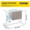 Pool Towel Rack 5 Bar White Freestanding Outdoor PVC T-Shape Poolside Storage Organizer Include 8 Towel Clips Mesh Bag Hook Also Stores Floats and Paddles