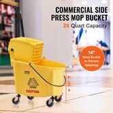 Mop Bucket with Wringer 26 Qt. Commercial Mop Bucket with Side Press Wringer Side-Press Mop Bucket and Wringer Combo on Wheels for Floor Cleaning Yellow