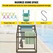 Pool Towel Rack 5 Bar Brown Freestanding Outdoor PVC Trapedozal Poolside Storage Organizer Include 8 Towel Clips Mesh Bag Hook Also Stores Floats & Paddles