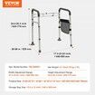 Toilet Safety Rail Folding Toilet Seat Frame Adjustable Width & Height Fit Most Toilets Supports 136kg Stand Alone Toilet Handles Grab Bars with Padded Arm