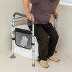Toilet Safety Rail Folding Toilet Seat Frame Adjustable Width & Height Fit Most Toilets Supports 136kg Stand Alone Toilet Handles Grab Bars with Padded Arm