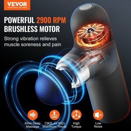 Massage Gun Deep Tissue Percussion Muscle Massager for Athletes - with 4 Speed Levels & 4 Massage Heads 7.4V 2500mAh Batteries Handheld Mini Massage Gun