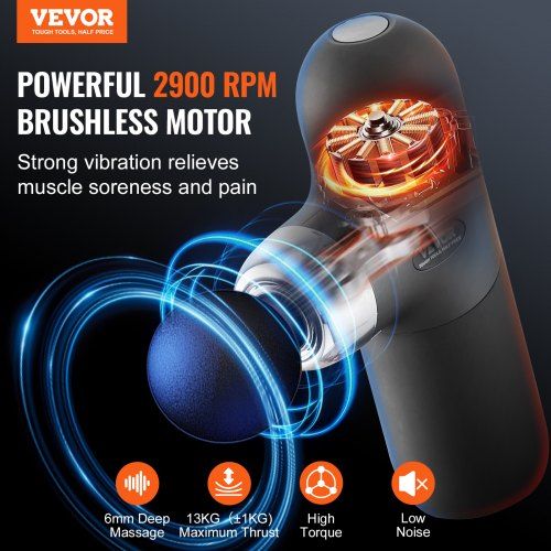 Massage Gun Deep Tissue Percussion Muscle Massager for Athletes - with 4 Speed Levels & 4 Massage Heads 7.4V 2500mAh Batteries Handheld Mini Massage Gun