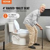 Raised Toilet Seat 100 mm Height Raised 136 kg Weight Capacity Universal Toilet Seat Riser Screw Rod Locking with Toilet Seat for Elderly Handicap Patient