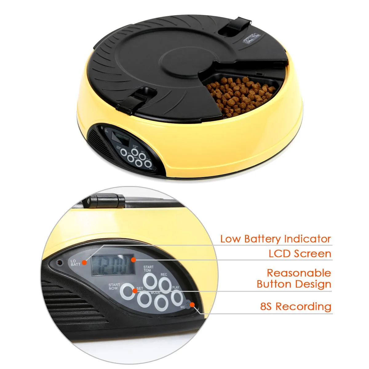 6 Compartment Programmable Pet Feeder with Recordable Message and BuiltIn Microphone Crazy Sales
