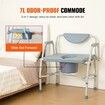 Commode Chair Bedside Commode with Drop-Down Arms and Detachable Backrest 5-Level Adjustable Height 7L Removable Bucket 1000LBS Capacity Portable Toilet