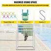 Pool Towel Rack 5 Bar Milky Freestanding Outdoor PVC Curved Poolside Storage Organizer Include 8 Towel Clips Mesh Bag Hook Also Stores Floats and Paddles