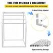 Pool Towel Rack 5 Bar Milky Freestanding Outdoor PVC Curved Poolside Storage Organizer Include 8 Towel Clips Mesh Bag Hook Also Stores Floats and Paddles