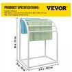 Pool Towel Rack 5 Bar Milky Freestanding Outdoor PVC Curved Poolside Storage Organizer Include 8 Towel Clips Mesh Bag Hook Also Stores Floats and Paddles