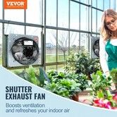 Shutter Exhaust Fan 406 mm High-speed 1400RPM 1506 CFM Aluminum Wall Mount Attic Fan w/ AC-motor Ventilation & Cooling for Greenhouses Garages Sheds Shops