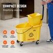 Mop Bucket with Wringer 35 Qt. Commercial Mop Bucket with Side Press Wringer Side-Press Mop Bucket and Wringer Combo on Wheels for Floor Cleaning Yellow