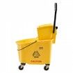 Mop Bucket with Wringer 35 Qt. Commercial Mop Bucket with Side Press Wringer Side-Press Mop Bucket and Wringer Combo on Wheels for Floor Cleaning Yellow