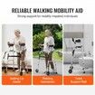 2 in 1 Folding Walker with Armrest Pads & 5" Solid Wheel Height Adjustable