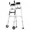 2 in 1 Folding Walker with Armrest Pads & 5" Solid Wheel Height Adjustable