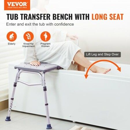 Tub Transfer Bench for Bathtub Adjustable Shower Seats for s Lightweight Shower Bench Non-Slip Bath Seats with Armrest & Backrest 400lbs Capacity
