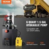 Hydraulic Pump 6 Quart Double Acting Dump Trailer Pump Power Unit DC 12V