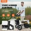 Folding Knee Scooter Aluminum Steerable Knee Walker with Height-Adjustable Handlebar & Knee Pad 12" All-Terrain Wheels Dual Brakes Leg Recovery Scooter