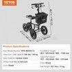 Folding Knee Scooter Carbon Steel Steerable Knee Walker with Height-Adjustable Handlebar & Knee Pad 12" All-Terrain Wheel Dual Brakes Leg Recovery Scooter