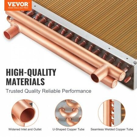 18"x 20" Heat Exchanger Water to Air 3-Row 3/8" Copper Ports 242 Fins
