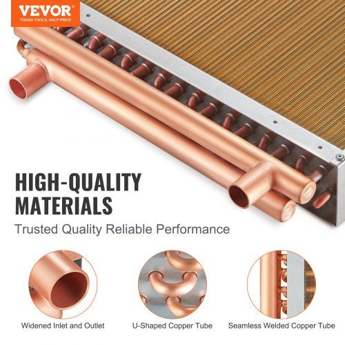 18"x 20" Heat Exchanger Water to Air 3-Row 3/8" Copper Ports 242 Fins