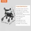 2 in 1 Rollator Walker & Transport Chair for Seniors Folding Rolling Walker Wheelchair Combo & Footrests Lightweight Aluminum Mobility Walker