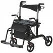 2 in 1 Rollator Walker & Transport Chair for Seniors Folding Rolling Walker Wheelchair Combo & Footrests Lightweight Aluminum Mobility Walker