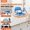 Sliding Tub Transfer Bench Shower Chair with 360 Degree Swivel Seat 330LBS