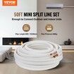15240mm Mini Split Line Set 6.4 & 12.7mm O.D Copper Pipes Tubing and Triple-Layer Insulation for Mini Split Air Conditioning Refrigerant or Heating Pump