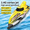 Remote Control Boat for Kids, 2.4GHZ 25Km/h Turbo Jet High Speed Boat with Brushless Motor, Mini Electric Toys, Yellow