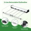 Retractable Clothesline 5 Line Clothes Dryer Airer Rack Wall Mounted Outdoor Wet Dry Laundry Pull Out Air Drying Cord Galvanised Steel 50m