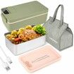 Cordless Electric Lunch Box Food Heater,Battery Powered Heated Lunch Box Food Warmer,Adjustable Heating Warming Time (Green)