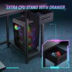 Corner Gaming Desk L Shaped Computer Study Work Table Home Office Workstation Carbon Fibre with RGB LED Light Drawer Shelves Storage Bag Pegboard USB