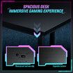 Gaming Computer Desk Home Office Study Work Table Writing Racer Workstation Furniture Black Carbon Fibre with RGB LED Light Shelves Pegboard USB