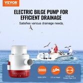 Bilge Pump 3000GPH Automatic Submersible Boat Bilge Water Pump with Float Switch 40 mm Outlet Diameter Small Boat Bilge Pump Marine Electric Bilge Pump