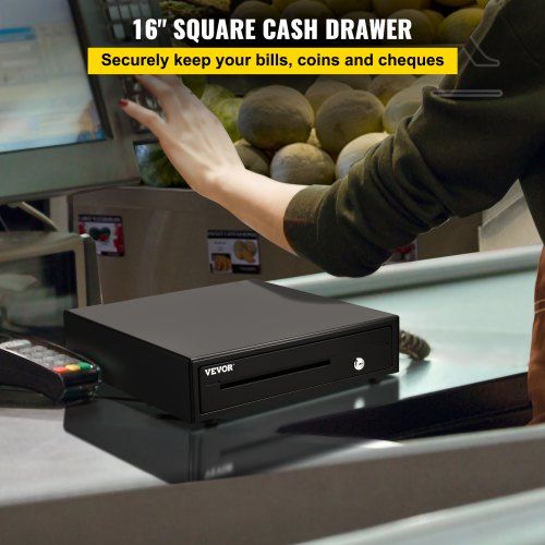 Cash Register Drawer 16" 12 V for POS System with 5 Bill 6 Coin Cash Tray Removable Coin Compartment & 2 Keys Included RJ11/RJ12 Cable