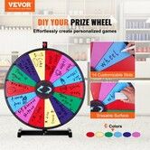 24 inch Spinning Prize Wheel 14 Slots Tabletop Spinner Heavy Duty Roulette Wheel with a Dry Erase and 2 Markers Win Fortune Spin Games in Party Pub Trade